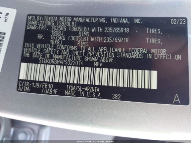 Toyota Highlander Le Image 8